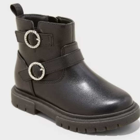 Toddler Evie Buckle Boots - Cat & Jack™ Black 5 - Picture 1 of 7
